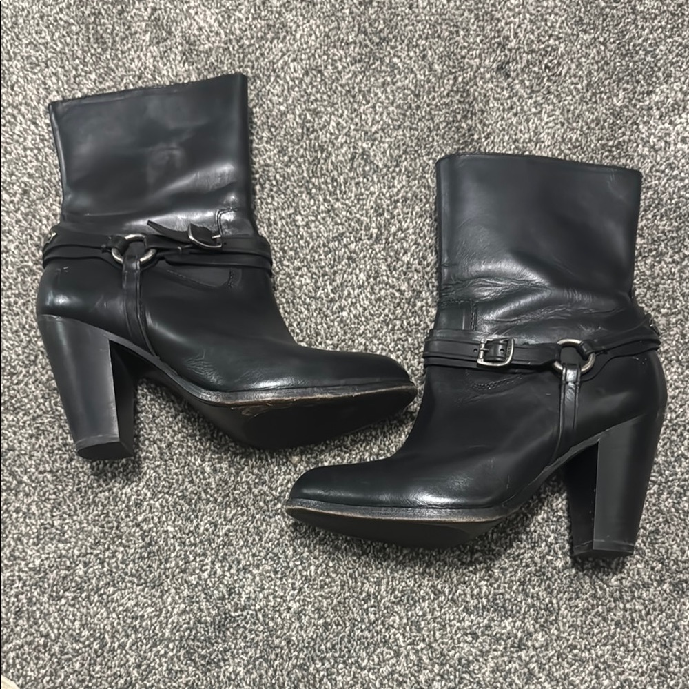 Frye Moto Harness Plate Heel Boots 10